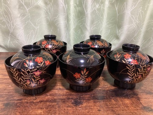 Wajima lacquer floral maki - floral, maki-e