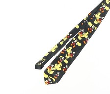 Picasso Handmade Black Silk Disney Slim Tie Men