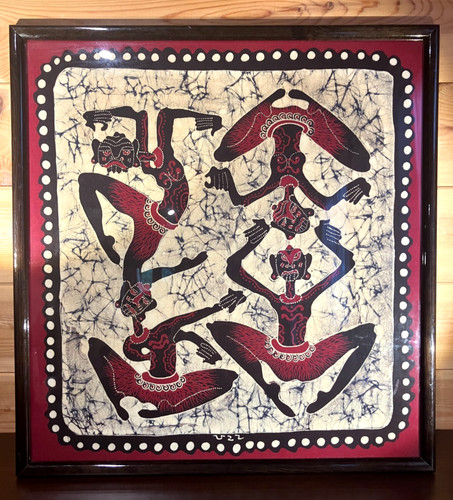 Framed batik textile 44cm - framed,