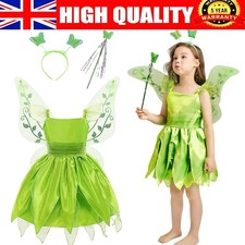Kid Tinkerbell Fairy Pixie Fancy Dress Girls Princess Cosplay Costume Outfit UK_