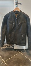 Men's medium leather biker motorcycle jacket, quilted removable liner, vgc