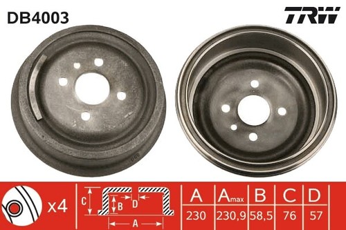 Trw db4003 brake drums 2x - brake, (2x