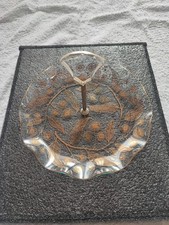 Vintage Floral Chance Glass Single Tier Cake Stand. Excellent Condition. Glass