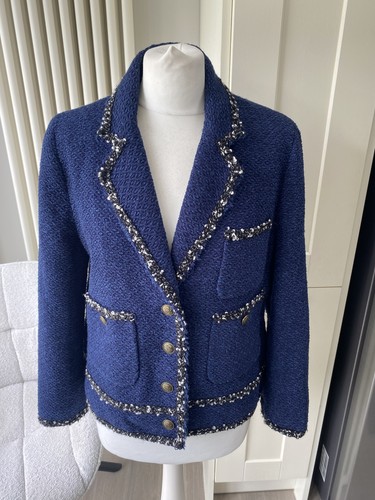 Zara navy blue boucle textured - boucle,