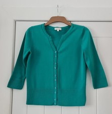 Monsoon pretty jade green cotton knit cardigan size M