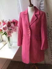 Avoca Anthology Pink Wool Blend Coat Size 3 UK 14 Excellent Condition Quirky