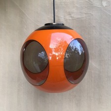 Vintage Modernist Pendant Lamp Orange UFO Luigi Colani Style Plexiglas Space Age