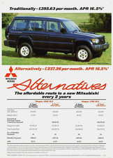 Mitsubishi Shogun GLX Alternatives Finance 1994-95 UK Single Sheet Brochure 