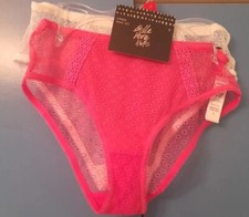 NEW BELLE VERE NOTTE  PACK OF 2 SUPER PRETTY LACEY BRIEFS PINK/WHITE SIZE S