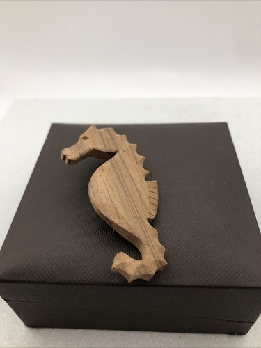 Vintage wooden seahorse brooch - vintage,