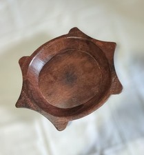 Vintage Indian Hand Carved Tortoise Shaped Wooden Dough Kneading Bowl Parat 