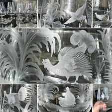 HUGE 8” BRANDY SNIFTER C1900 MOSER Rowland Ward Czech Bohemian crystal ENGRAVED