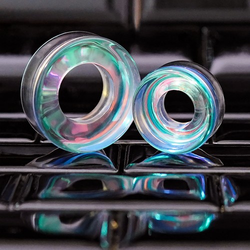 Blue green iridescent glass - blue, &