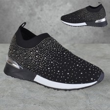 WOMENS LADIES PULL ON DIAMANTE