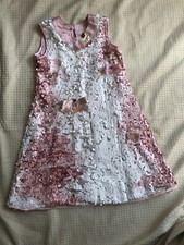 little darlings Pink Sequences With And Accent Of White Girls Dress -age 9