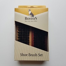 Boston Shoe Brush Set pair wooden handles clothing grooming 12cm England vintage