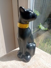 Vintage Black Cat Long Neck Vase Mid-Century Small Black Cat Vase 16.5cm 