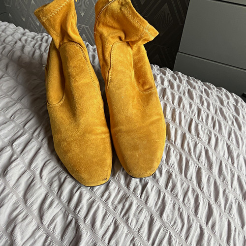 Yellow faux suede ankle - suede,
