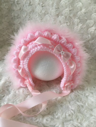 Hand knitted baby bonnet - hand,