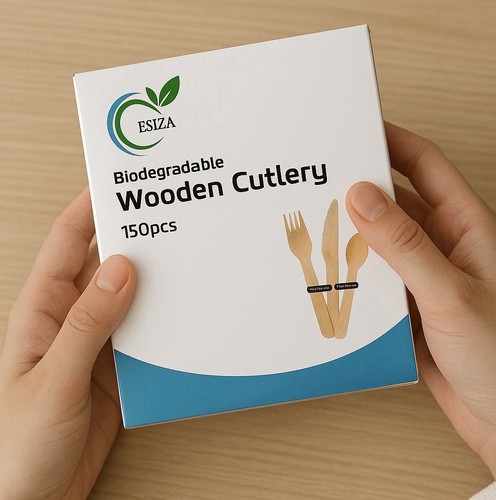 150pcs wooden cutlery - wooden, set