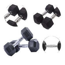 Hex Dumbbell Pair 4–20kg Rubber Encased Weights – Home Workout Strength