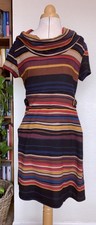 Apricot Women's T-shirt Dress Size 12 Pockets Black Multi Stripe Autumn