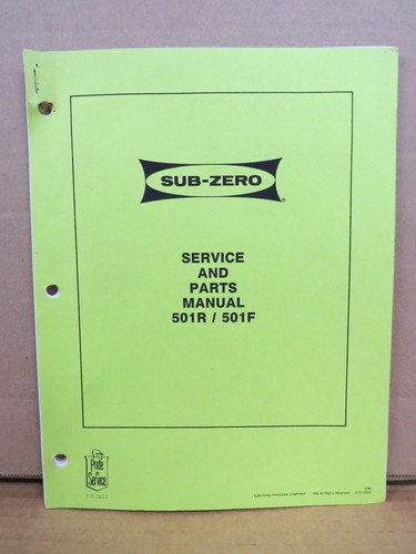 Sub zero service parts - sub-zero, &