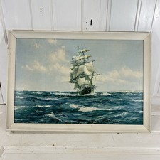Large Framed Maritime Ship Print Tall Sailing Ship at Sea 81 × 55 cm Nautical 