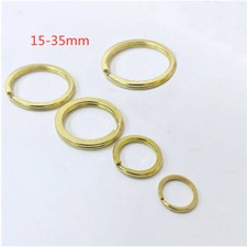 Solid Brass Split Rings Key Ring 15mm-35mm Hoop Loop Leather Holder DIY Hardware