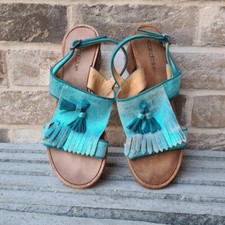Metallic Blue Tassel Sandals