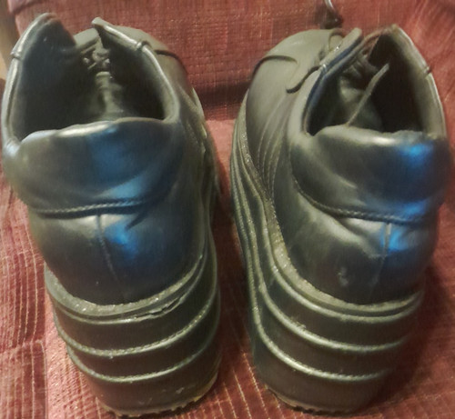 Demonia black platform leather - black,
