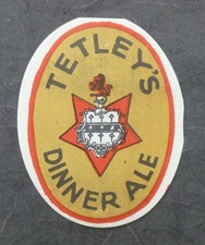 Beer Label, Leeds, Yorkshire (Tetley's, The Brewery, Dinner Ale )