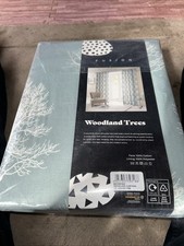 Fusion Woodland Trees Print 100% Cotton Eyelet Lined Curtains 117x 137 Cm