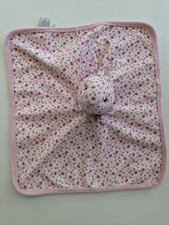 Mothercare Pink Floral Bunny Rabbit Comforter Soother Blanket Soft Toy