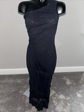 Long Black Body Con Sparkly Dress By Lipsy Size M-L Fits A Size 10