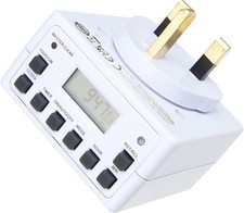 Timer Switch | 7 Day Digital Timer Light Switch | White UK Plug | S7DDT3