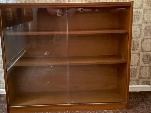 Teak bookcase with sliding - bookcase,