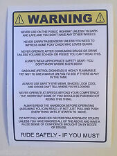 FUNNY QUAD BIKE WARNING STICKER Funny Humorous Joke Quads Quadracycle Motorcycle
