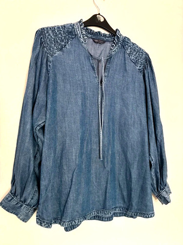 Denim blue top tunic - top, m&s