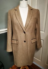 JOULES 'Cheltenham' Willow Herb Herringbone Tweed Coat  Size 14 £279.00