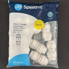 JG Speedfit PEM0415W 15mm Push Fit Straight Connector - Pack of 10