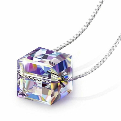 Cube pendant crystal silver - cube,