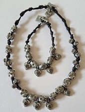 Otazu for Jigsaw Necklace & Bracelet Set - Silver Hearts Crystals Boho