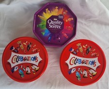 Empty Chocolate Tubs/Boxes - Celebrations x2 and Quality Street x 1