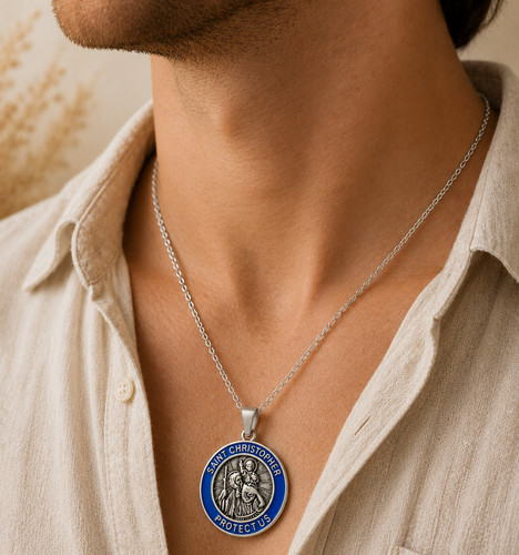 Silver saint christopher - saint,