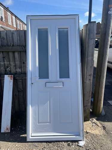 White composite front door - white,