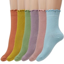 6 Pairs Women Ruffle Socks