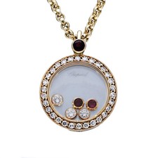 Chopard Happy Diamonds Necklace with Diamonds and Rubies Yellow Gold 750