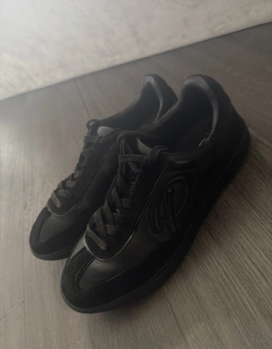 Reiss black leather trainers - black,
