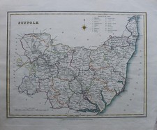 Antique map of Suffolk by Richard Creighton 1834